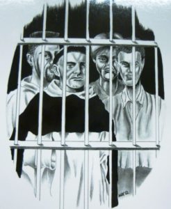 tekening van een gevangene.